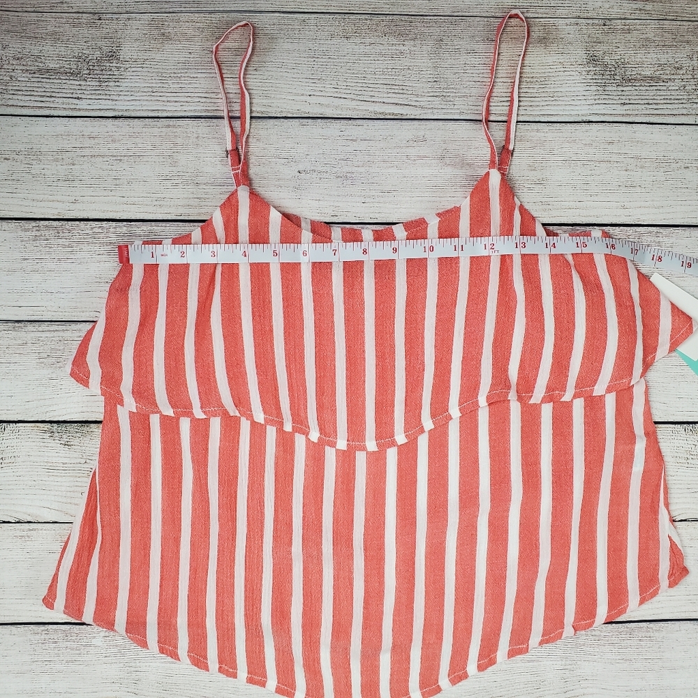 Abound NWT tiered tank top, coral and white, small - Picture 8 of 8
